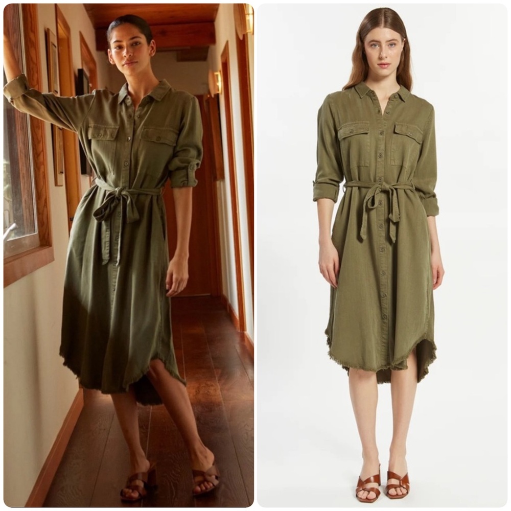 NWT Thread & Supply Long Sleeve Bobbi Dress Olive Green Large